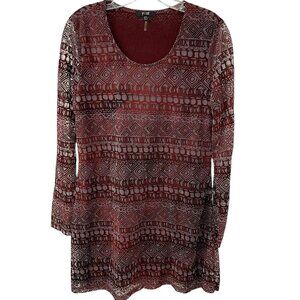 Yest Burn Out Velvet Mini Dress Long Sleeve Lined Sheer See Through Witchy 6